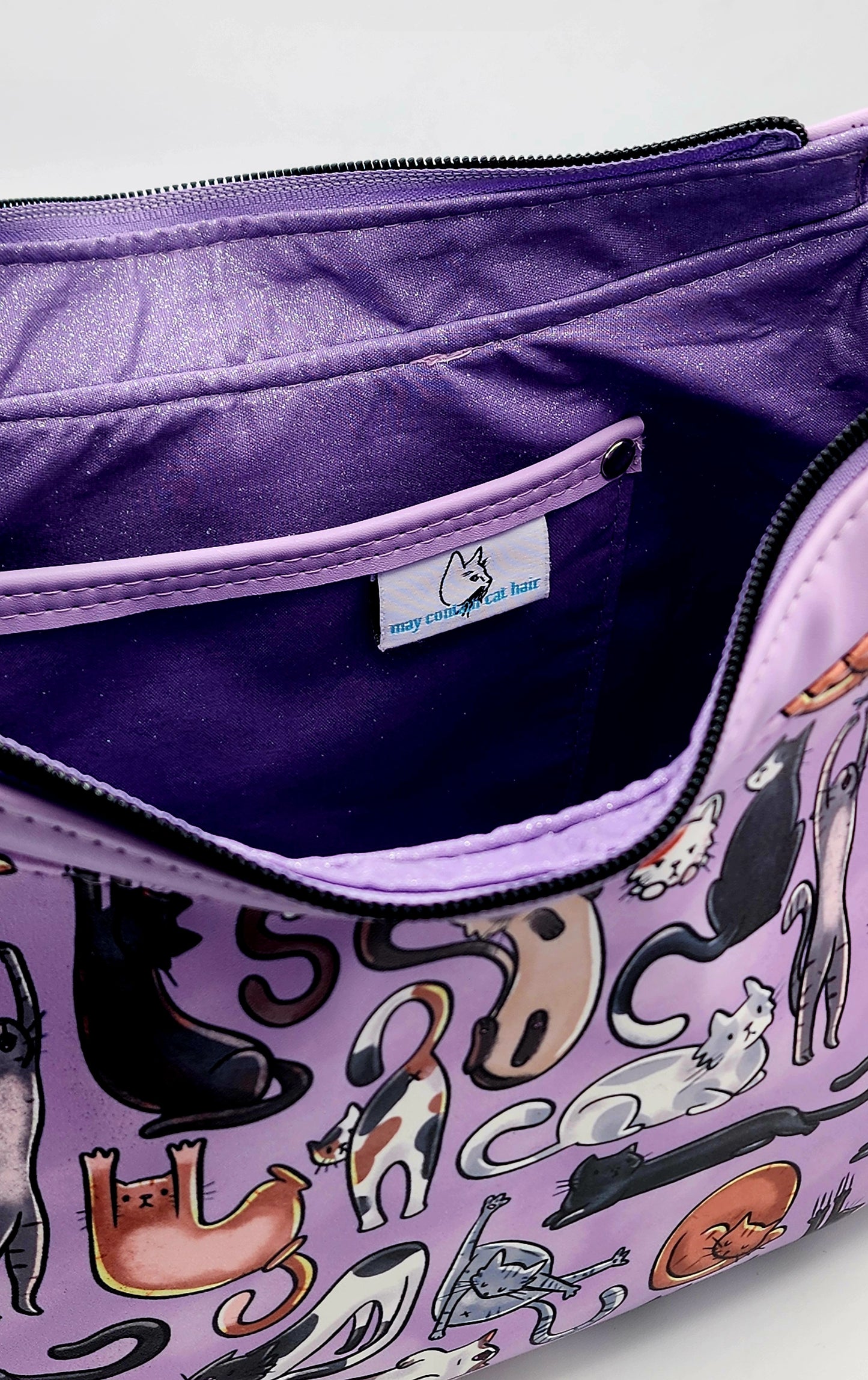 Annabella Crossbody - Cats with Purple Accent