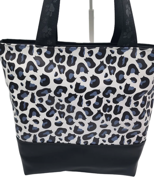 Tuesday Tote - Cat Leopard - Snow (Vinyl)