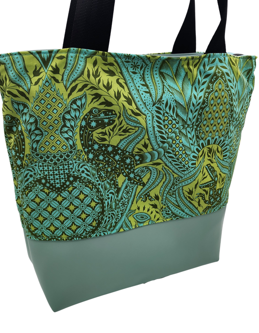 Tuesday Tote - Lime Velociraptor Dino