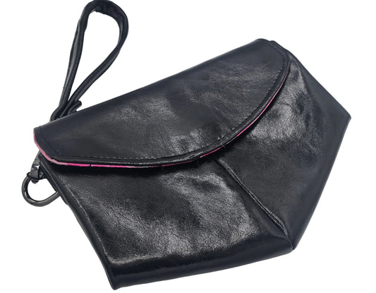 Skye Wristlet Large - Black Faux Leather