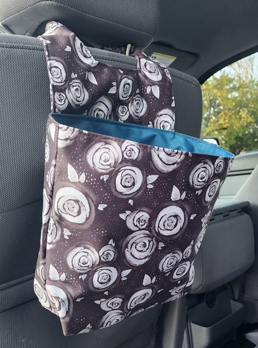 Car Trash Can - Chalkboard Roses