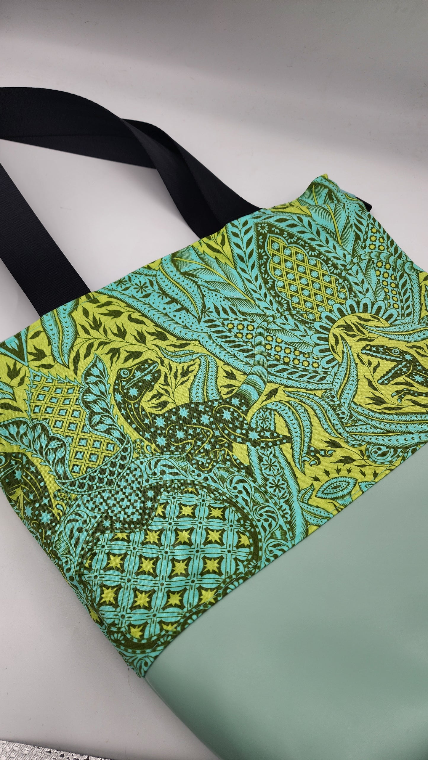 Tuesday Tote - Lime Velociraptor Dino