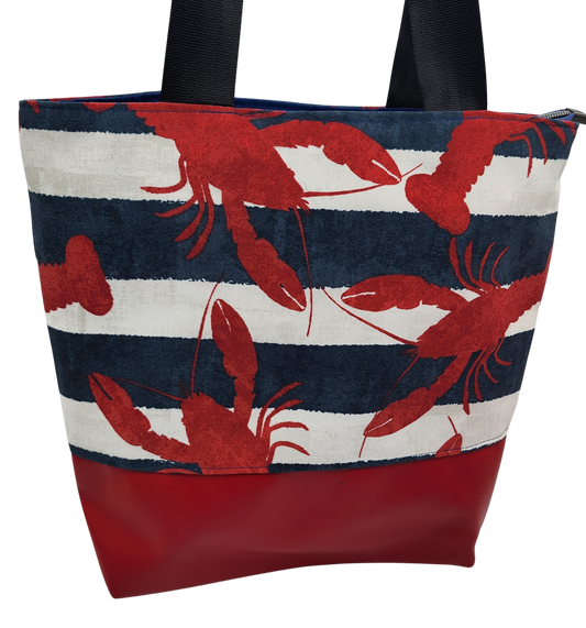 Tuesday Tote - Lobster Stripe Canvas