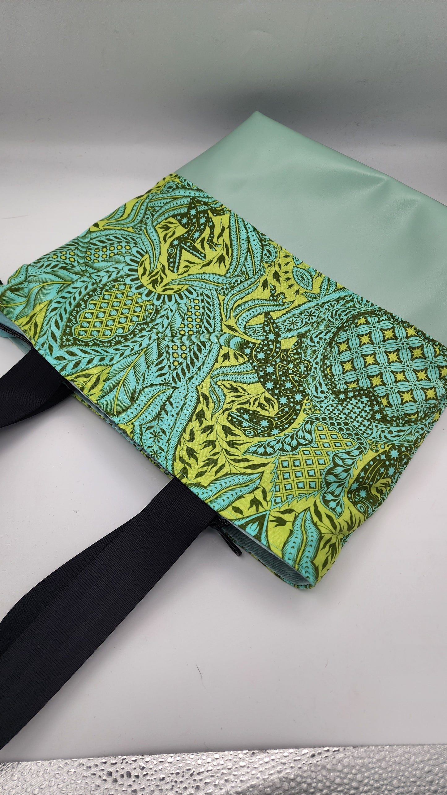 Tuesday Tote - Lime Velociraptor Dino
