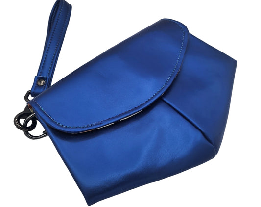 Skye Wristlet Large - Blue with Cat Interior